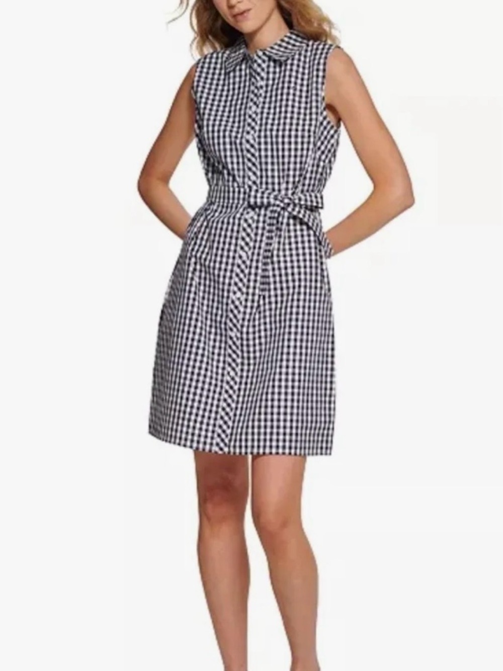 Tommy Hilfiger Gingham Clip Dot Sleeveless Shirtdress - Size 4